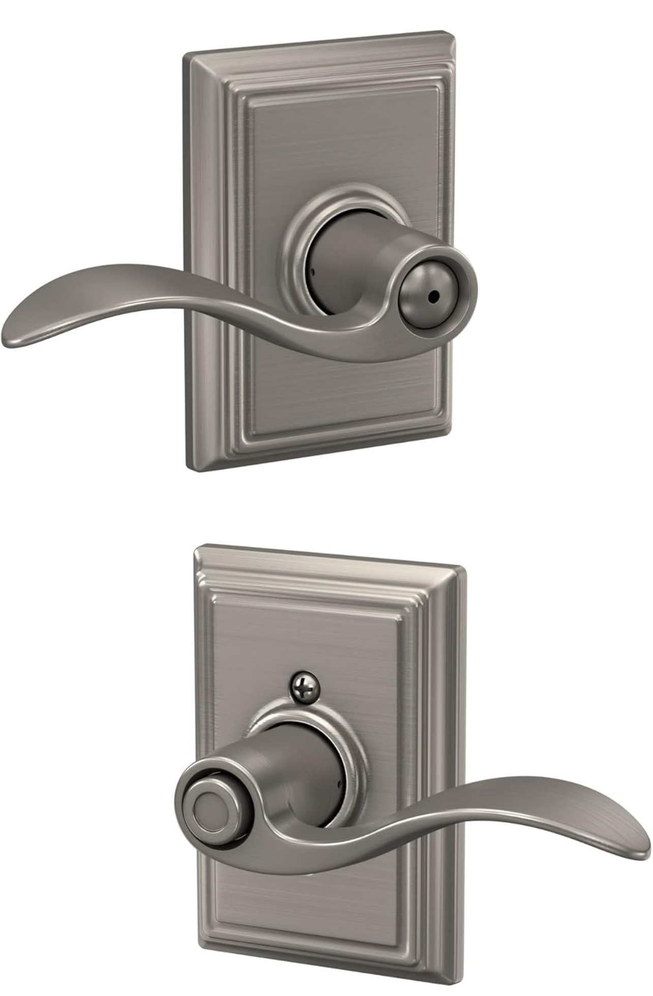 Schlage F40 ACC 619 ADD Accent Door Lever with Addison Trim, Bed & Bath Privacy Lock, Satin Nickel
