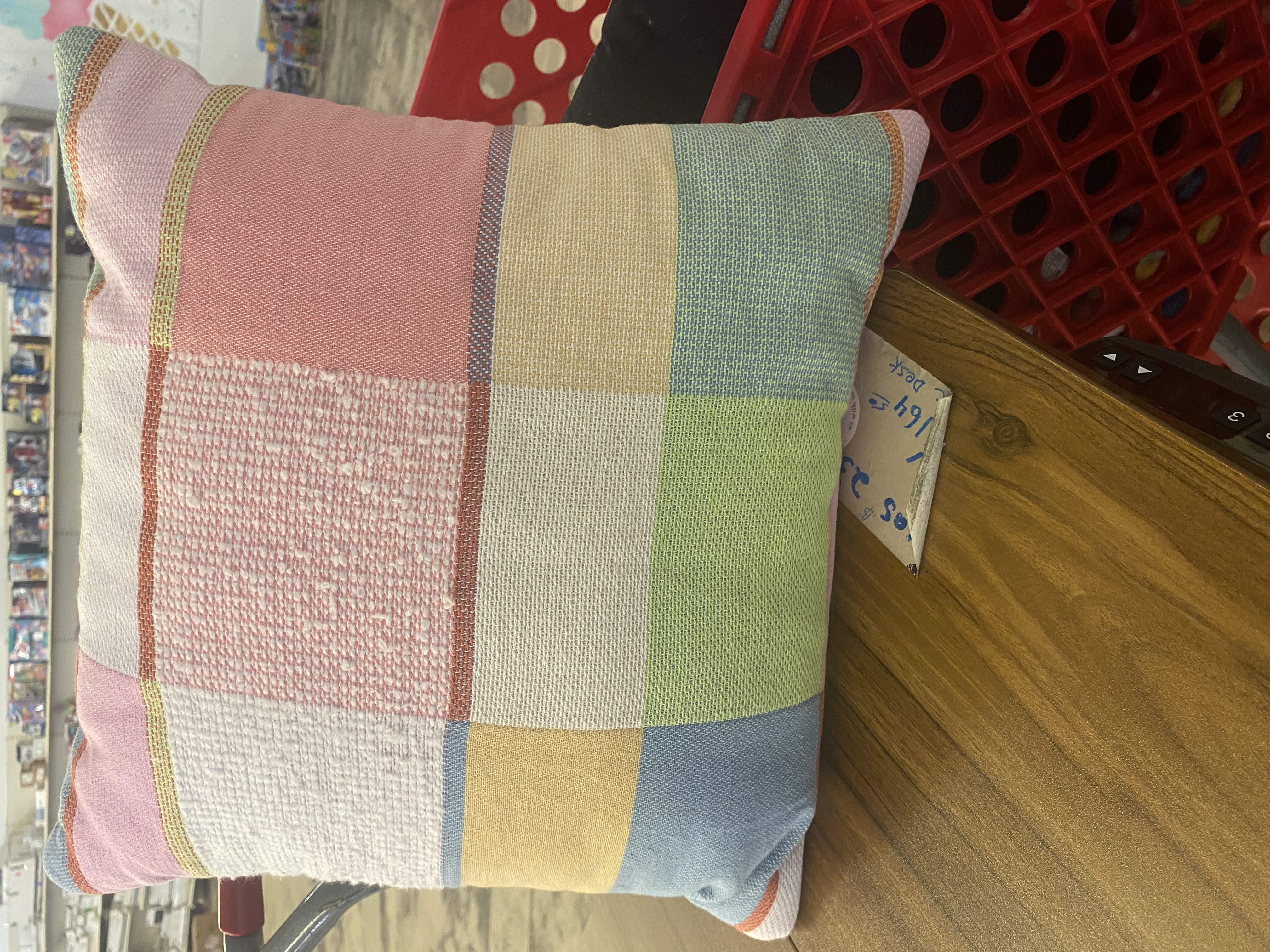 Square Color Block Woven Cotton Throw Pillow