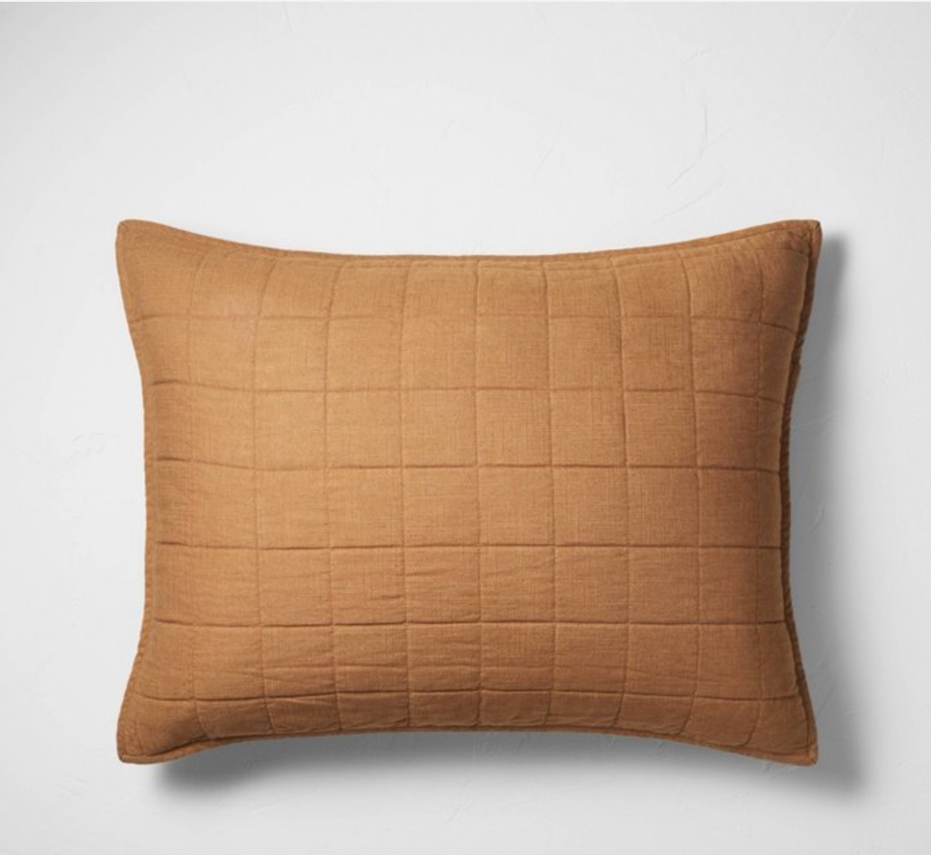 Standard Heavyweight Linen Blend Quilt Pillow Sham Warm Brown