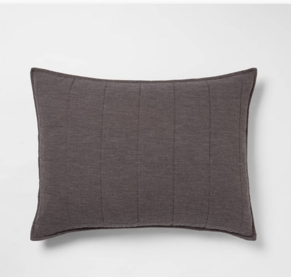 Standard Space Dyed Cotton Linen Sham Dark Gray-Threshold