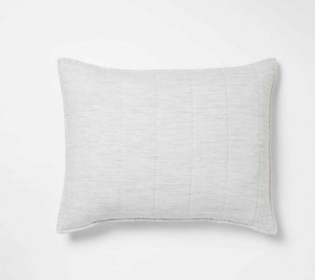 Standard Washed Cotton Sateen Quilt Sham Light Gray- Threshold