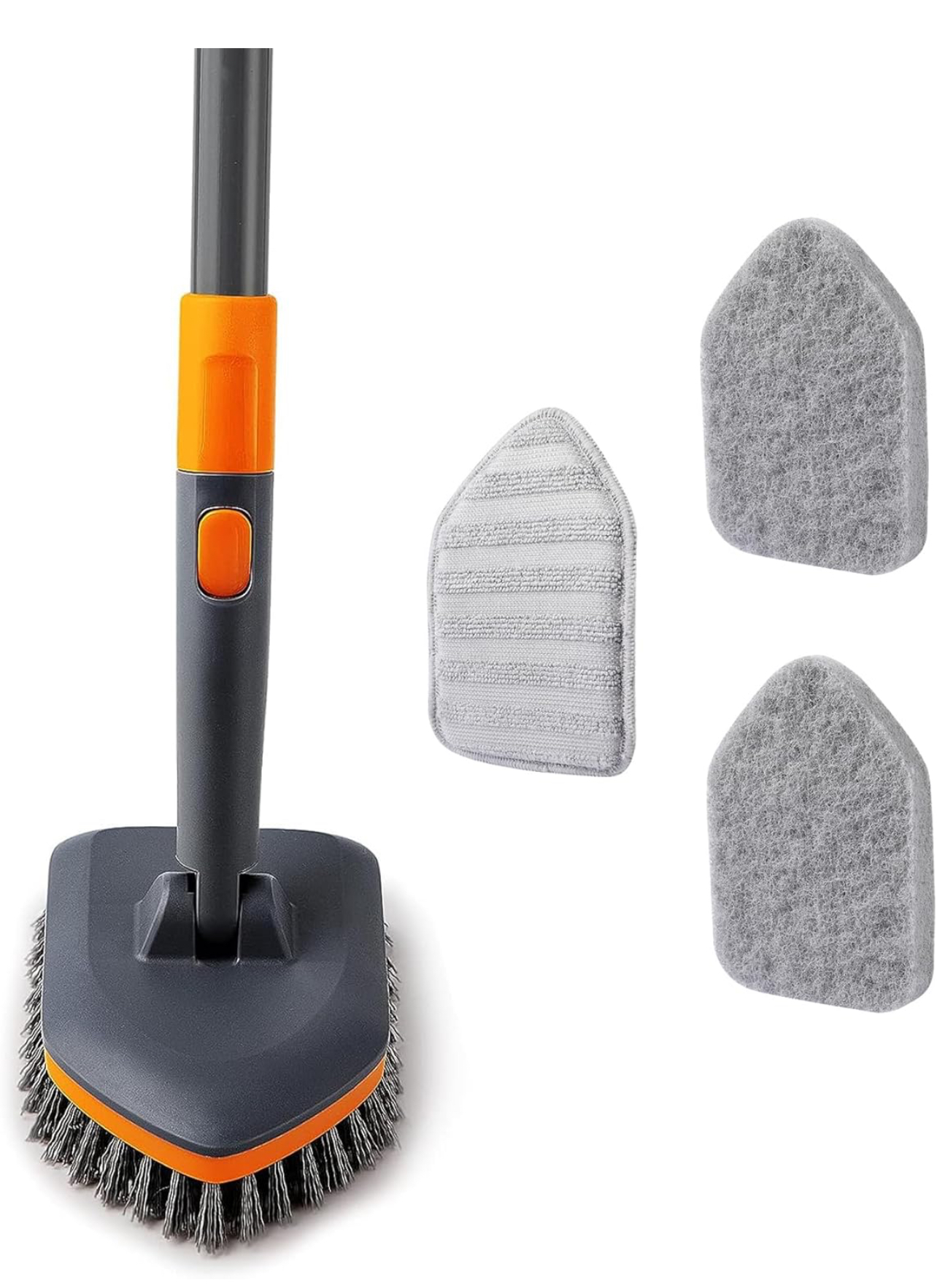 Tile Tub Scrubber Brush with 3 Different Function Cleaning Heads and 56" Extendable Long Handle-No Scratch Shower Scrubber for Cleaning Bathroom Kitchen Toilet Wall,Bathtub,Sink,Grey Amazon's