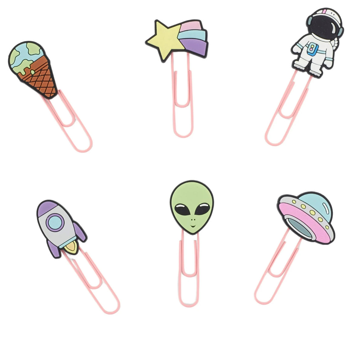 U Style Decorative Paper Clips, Space Theme, 6 Pack