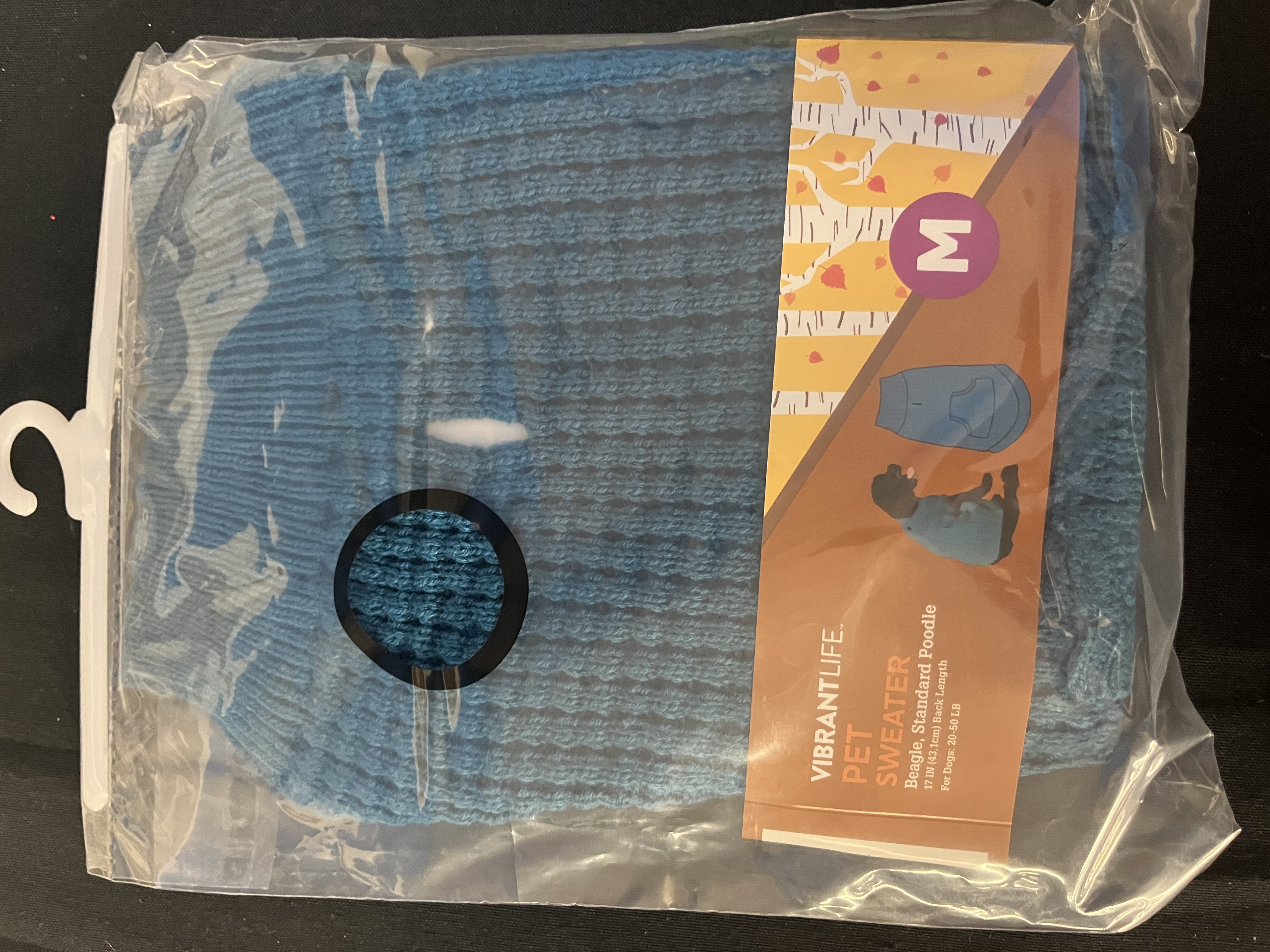 Vibrant Life Fall Blue Waffle with Pocket Dog Sweater