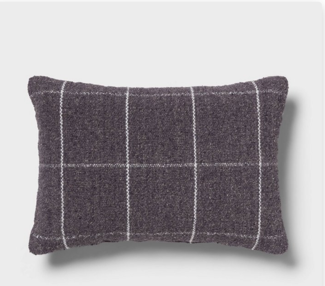 Windowpane Woven Decorative Pillows Oblong Navy Blue -Threshold