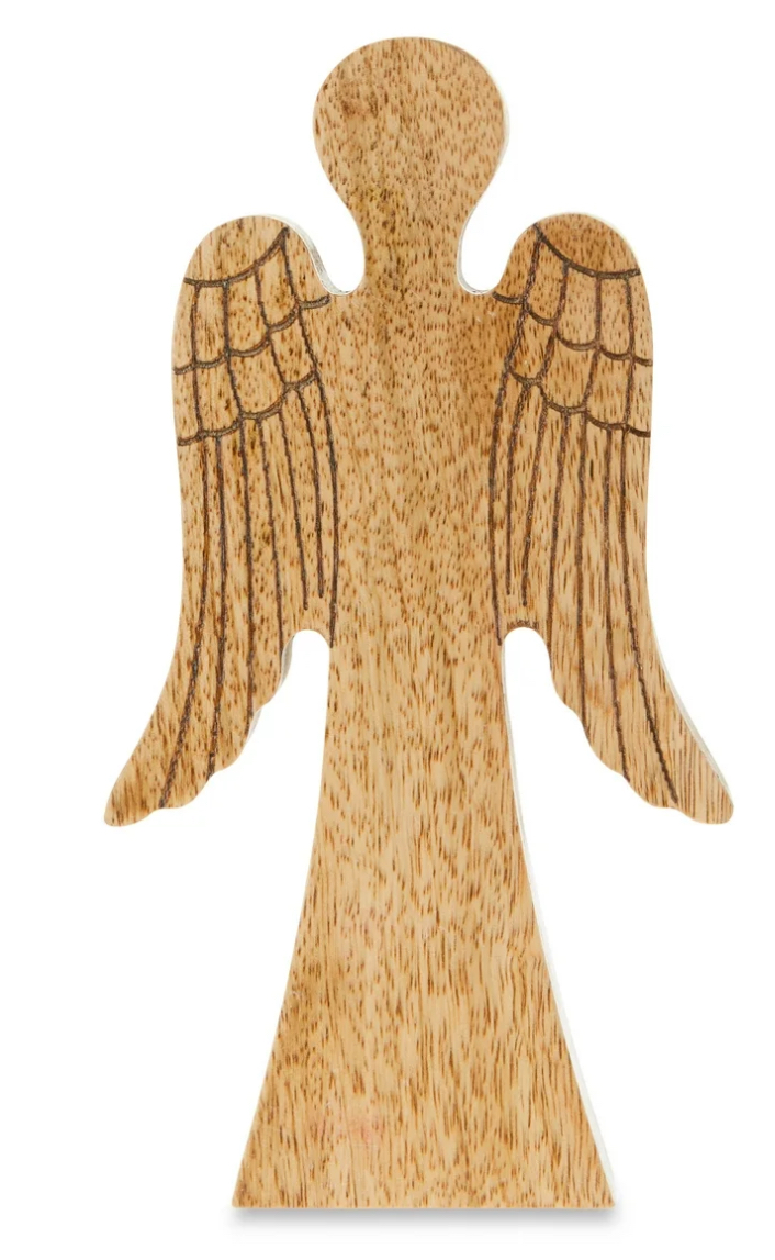 Wood Rustic Angel Christmas Tabletop Decor, 6.5 in, by Holiday Time