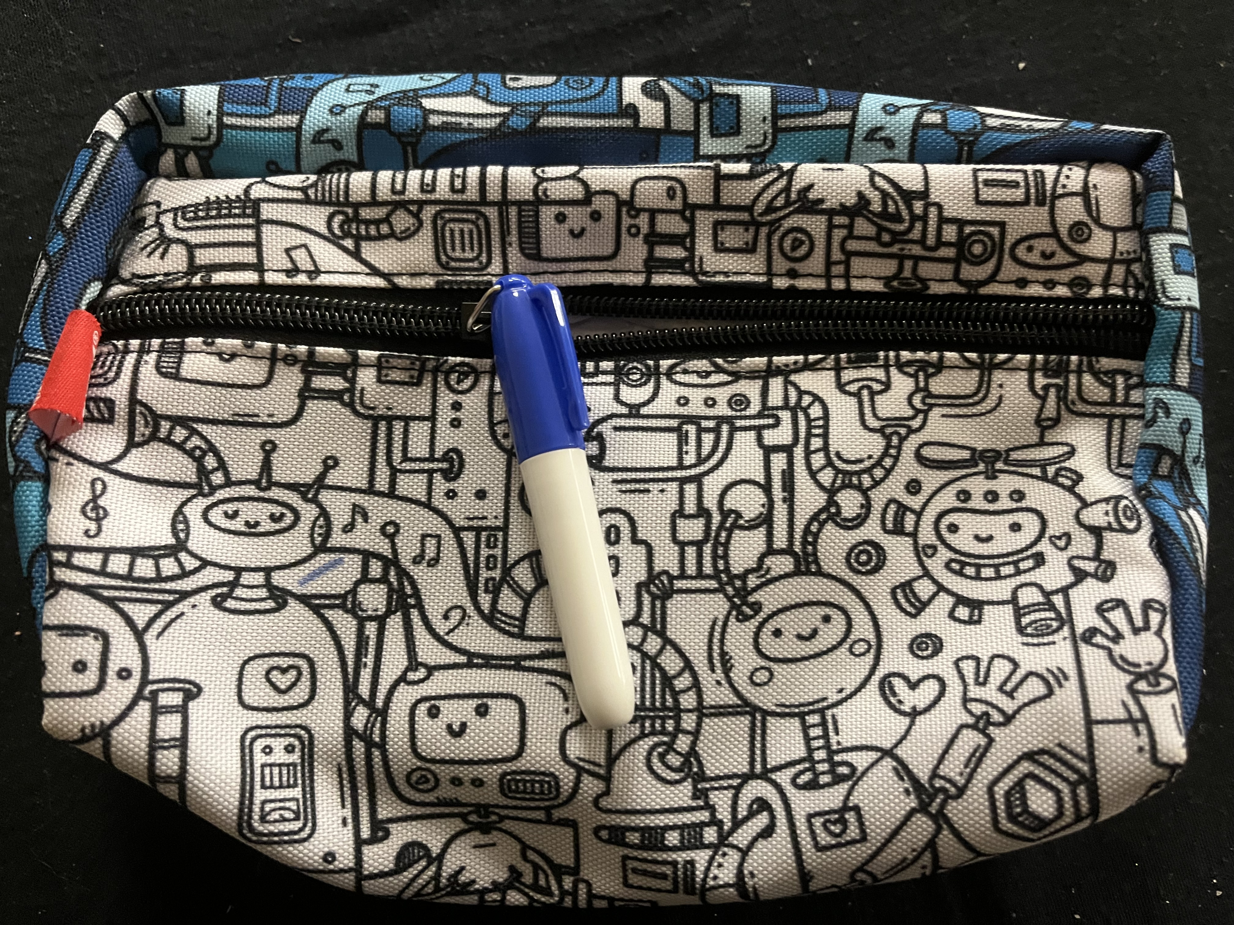 ZIPIT Color in Pencil Case, Pencil Pouch for Kids, Marker Included (Black & White)