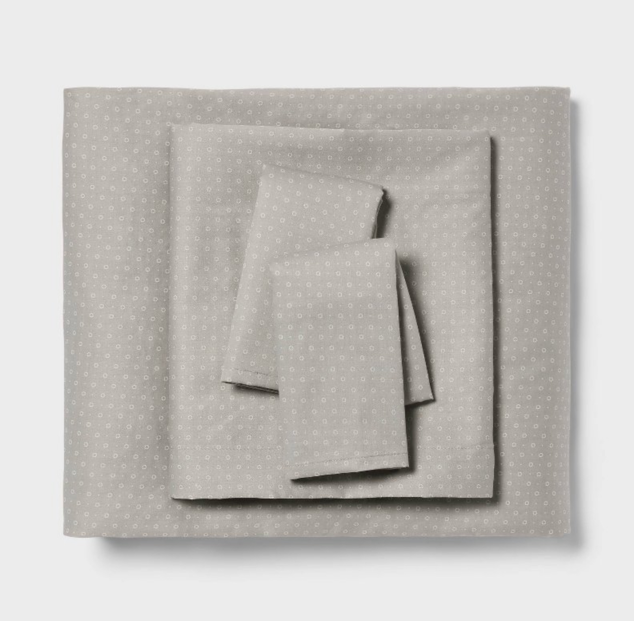 Queen Easy Care Cotton Blend Sateen Sheet Set Gray Dot - Room Essentials™: 225 Thread Count, OEKO-TEX Certified
