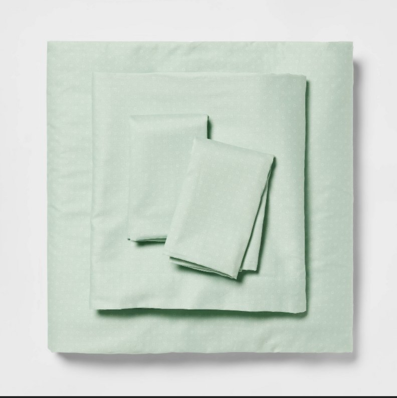 Queen Easy Care Cotton Blend Sateen Sheet Set Mint Dot - Room Essentials™: 225 Thread Count, OEKO-TEX Certified