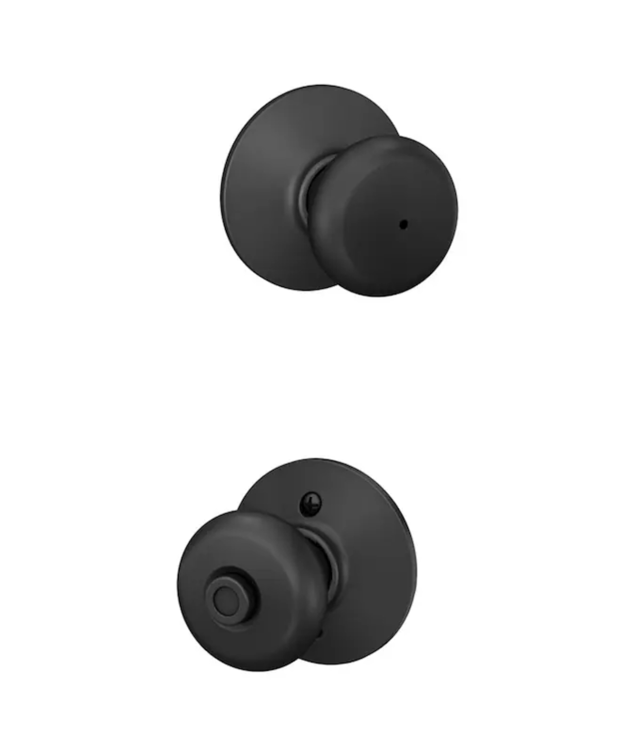 Schlage Plymouth Matte Black Interior Bed/ Bath Privacy door knob Single pack