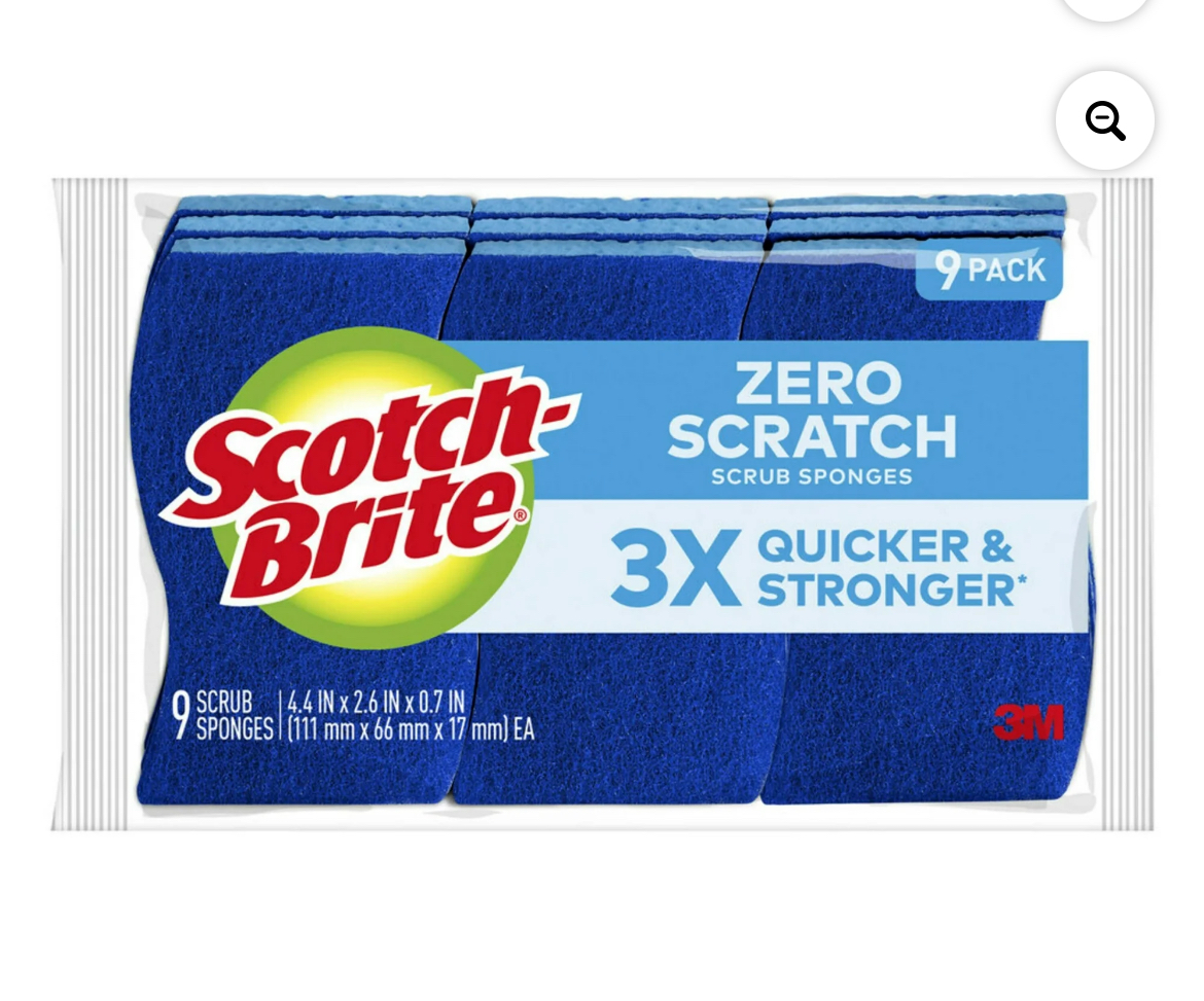 Scotch-Brite Non-Scratch, Zero Scratch Scrub Sponges, 9 Sponges