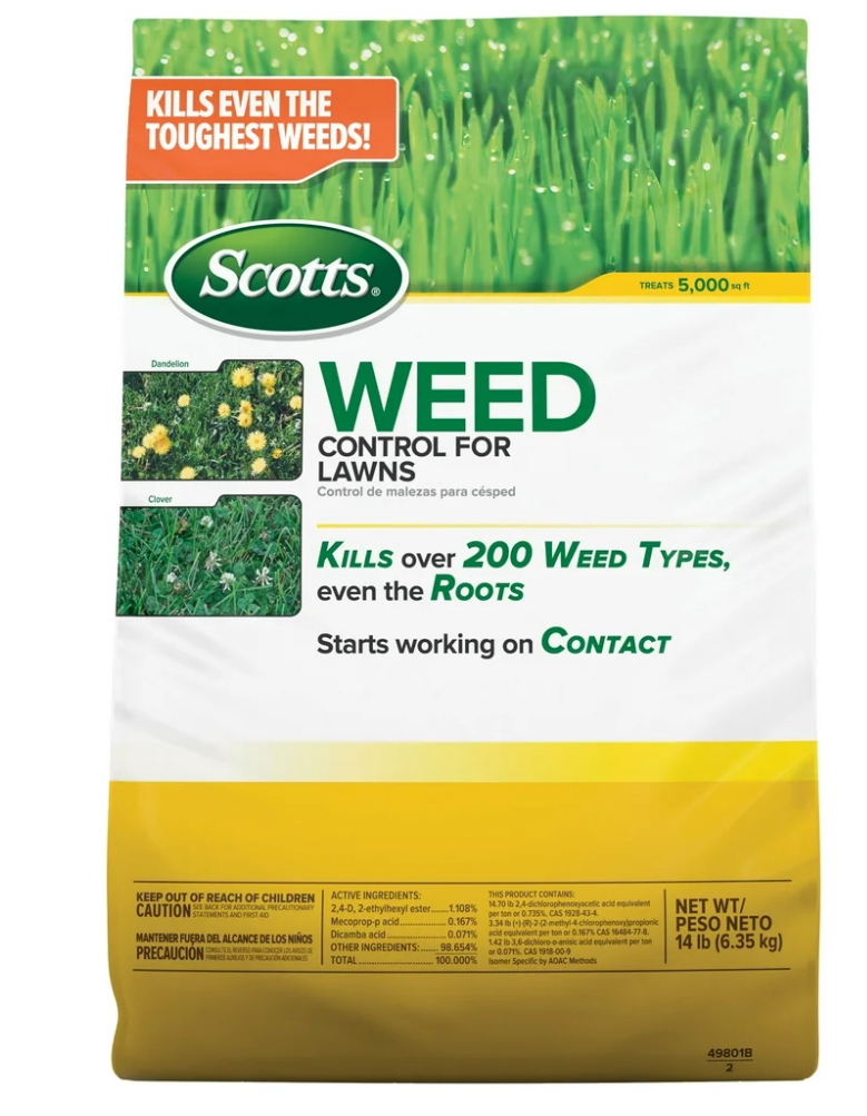 Scotts Weed Control for Lawns, Controls Over 200 Weed Types, 5,000 sq. ft., 14 lbs.