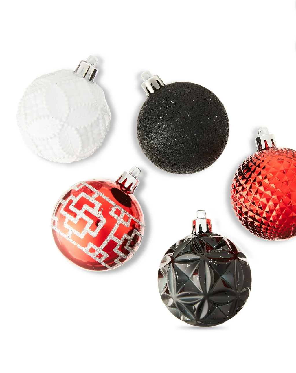 Shatterproof Ornaments, Red/Black/Silver/White, 40 Count, by Holiday Time