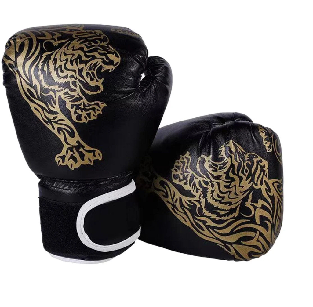 Sports Beginners Boxing Gloves for unisex adult PU Leather Thai caseing Thai Kickboxing MMA Sparring Heavy Punching Bag - black