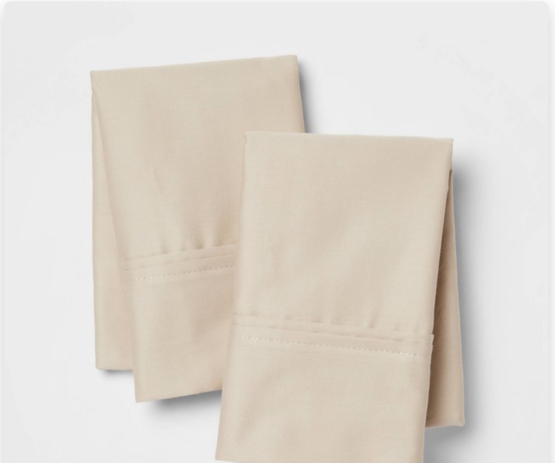 Standard Solid Performance 400 Thread Count Pillowcase Set True Khaki- Threshold