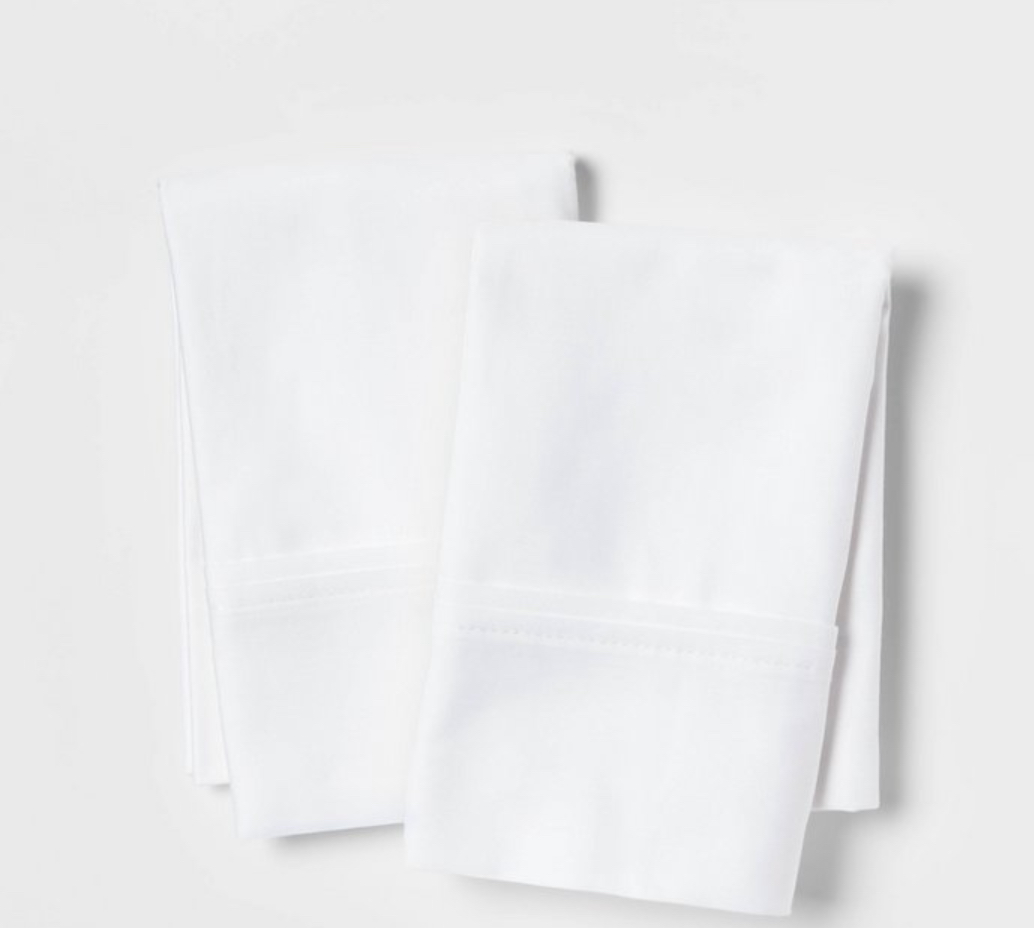 Standard Solid Performance 400 Thread Count Pillowcase Set White- Threshold