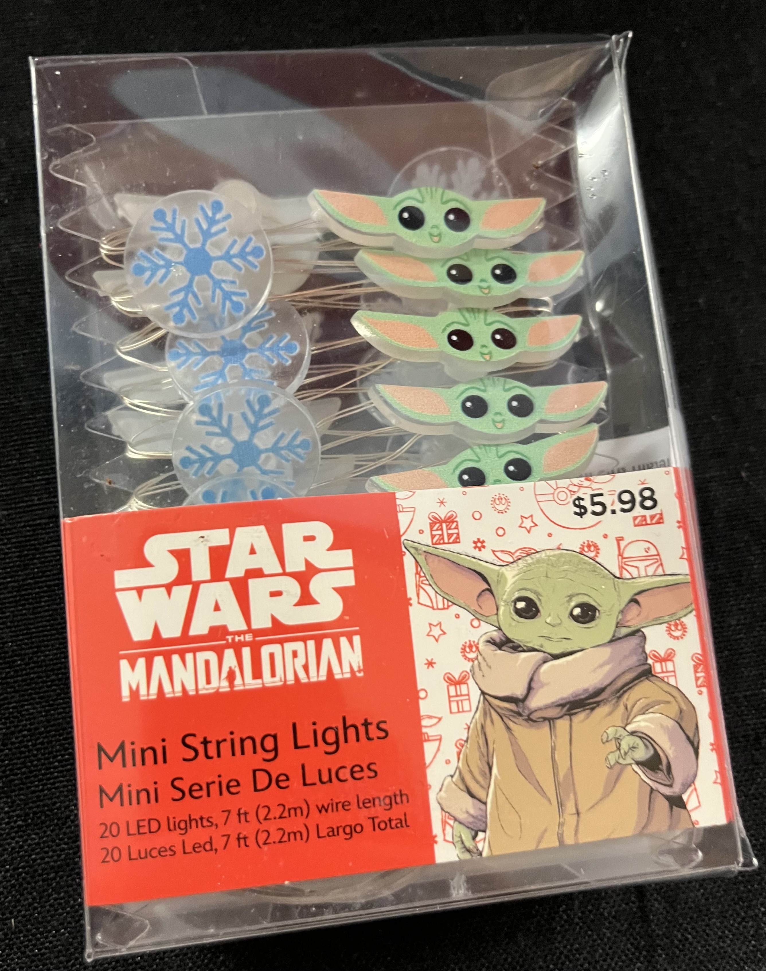 Star Wars, Grogu 20 Count Mini LED Light String, Battery Operated, 7 feet Long, Holiday Decoration
