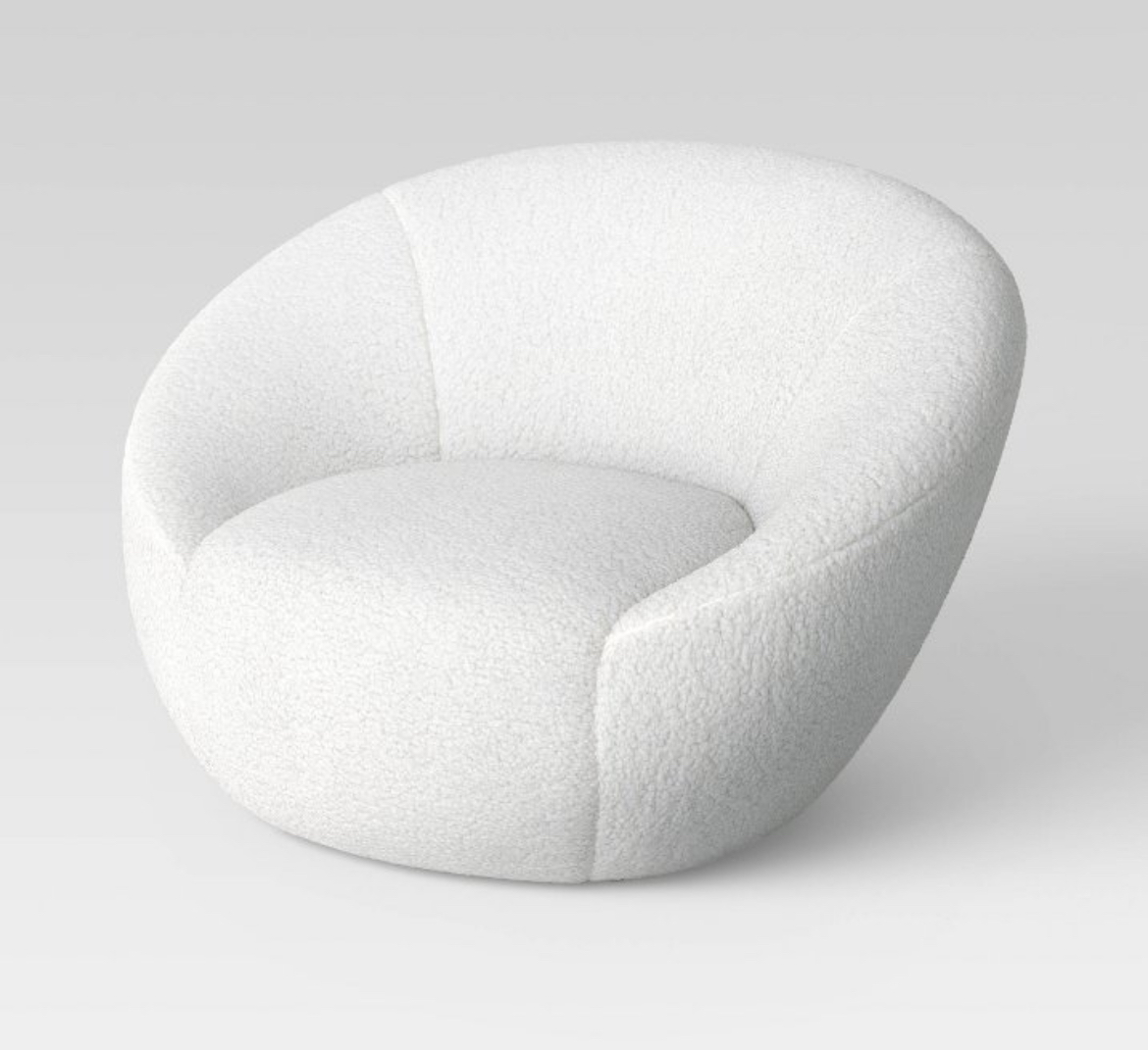 Swivel Accent Chair Faux Shearling Cream (FA) - Room Essentials™
