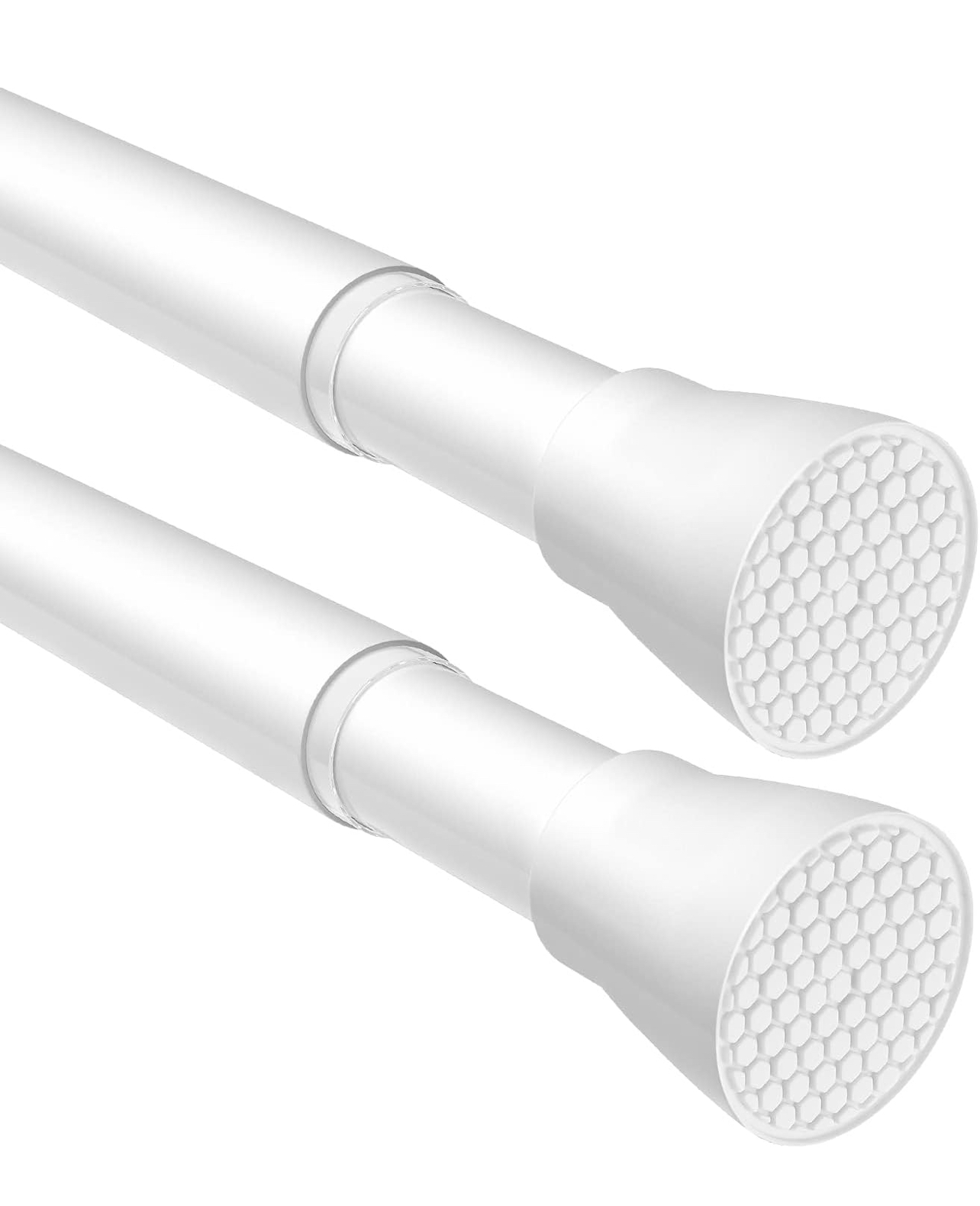 Tension Curtain Rod White Tension Rod 2pcs Spring Curtain Rod Non Slip Tension Rods For Windows 28 To 48 Inch No Drilling Adjustable Tension Rods of Curtain Window Closet Kitchen Wardrobe