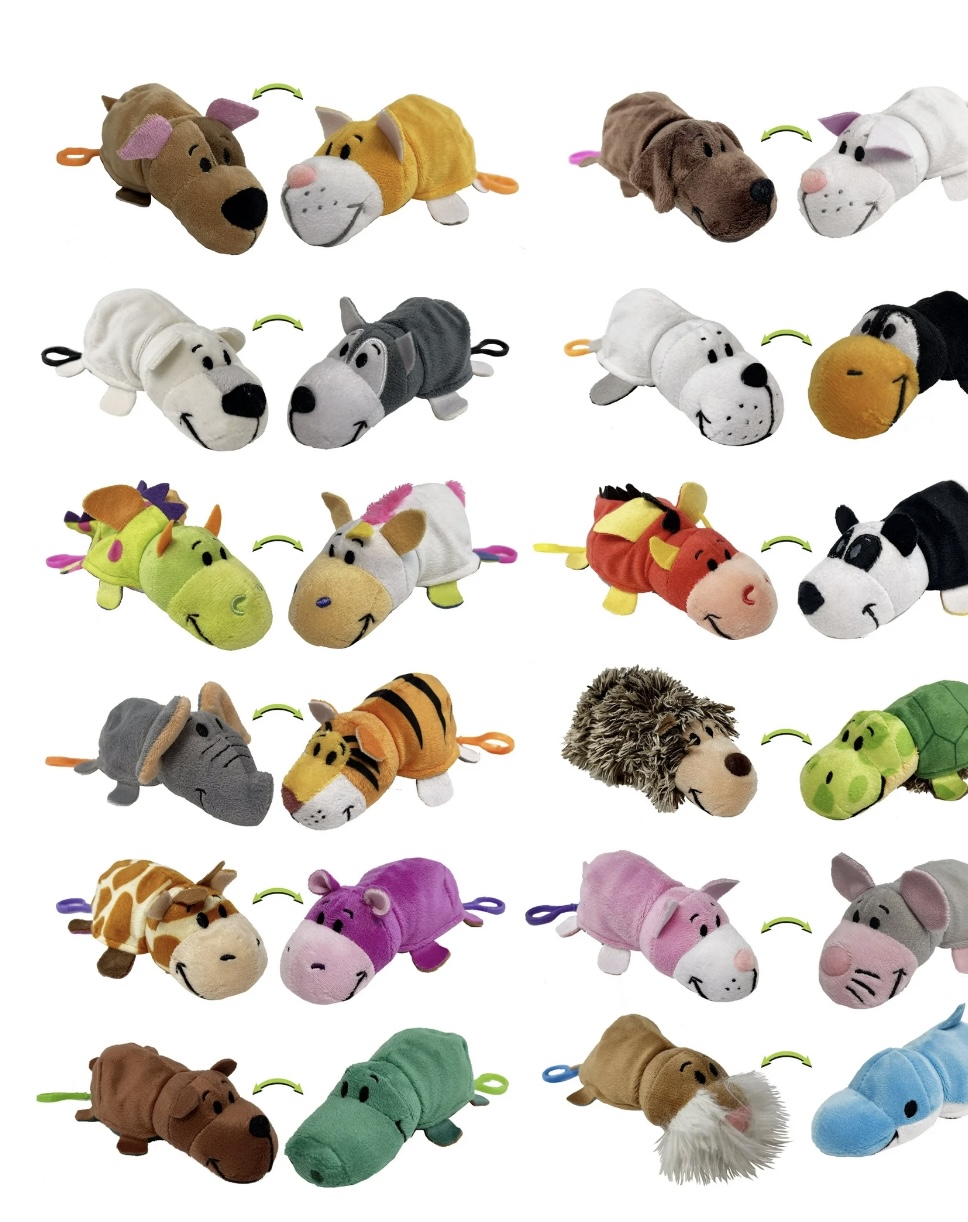 The Original FlipaZoo 5 inch Plush Toys with Clip, Sold Individually