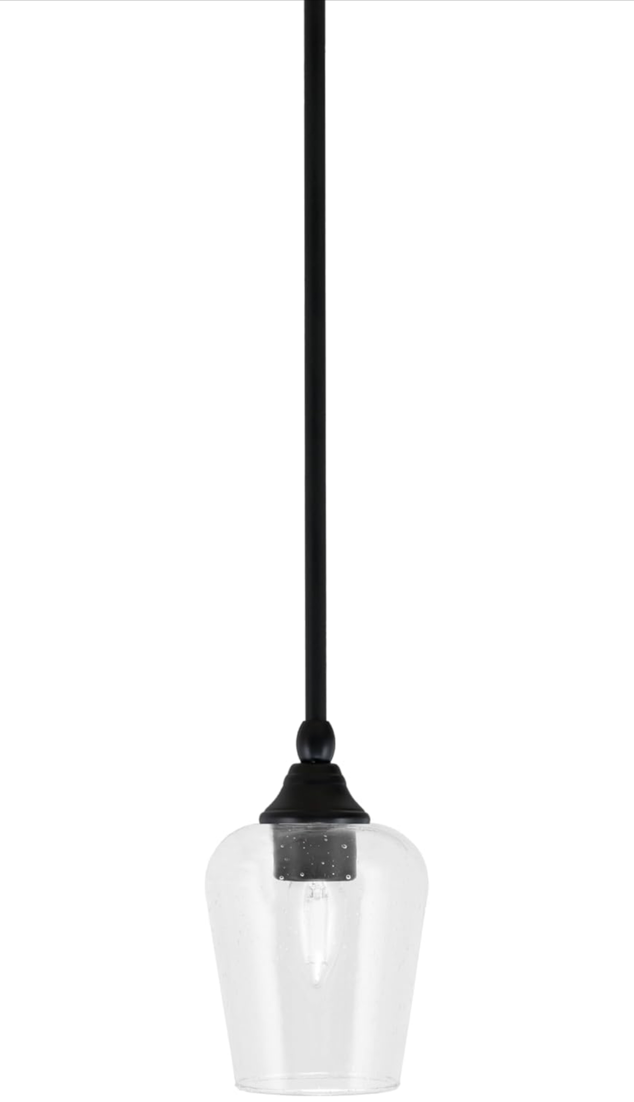 Toltec Lighting Stem Hung Mini Pendant, Matte Black Finish, 5" Clear Bubble Glass