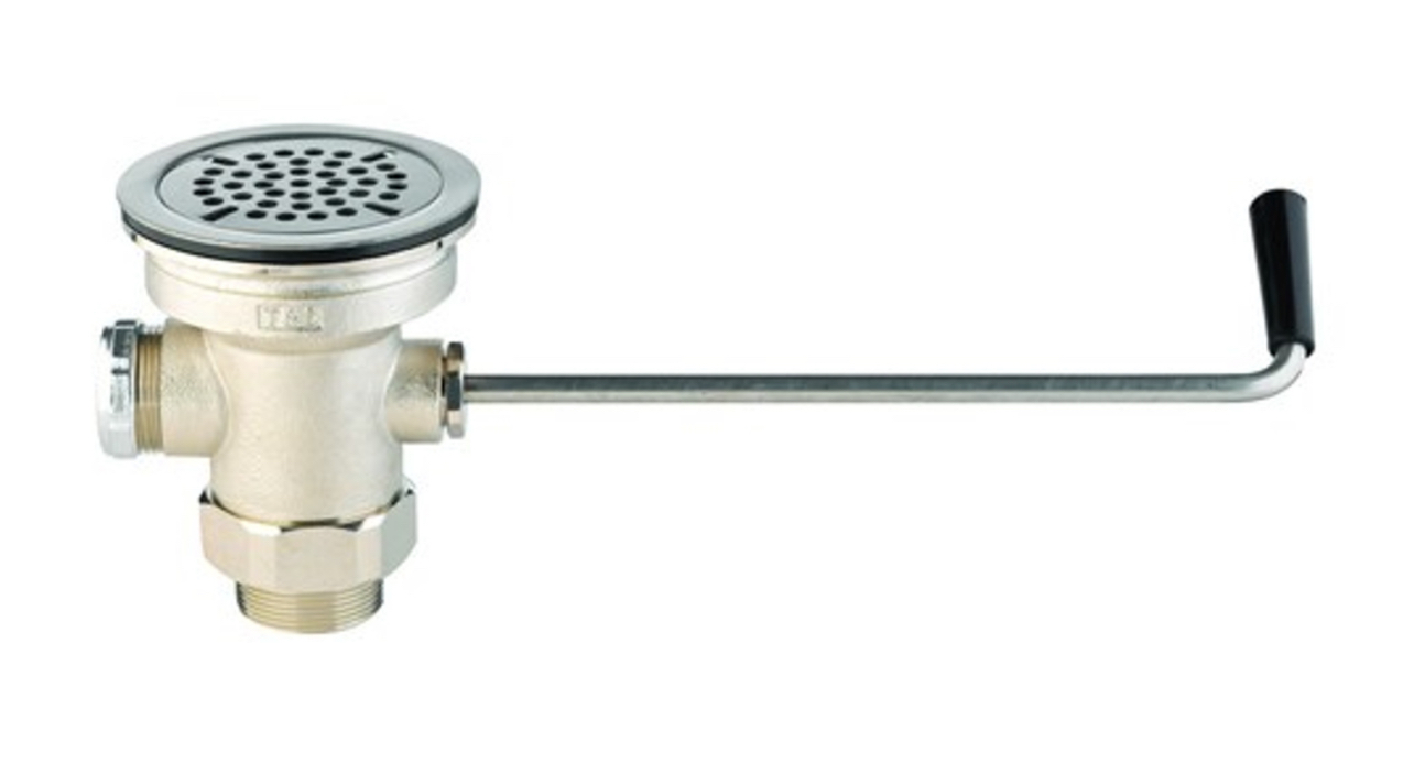 T&S Brass B-3940 3-in. Waste Drain Valve with Twist Handle and NPT Adapter