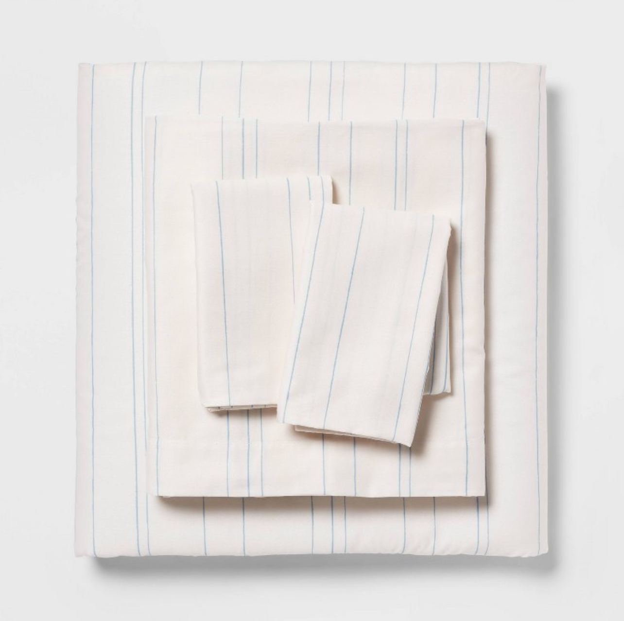 Twin/Twin XL Easy Care Cotton Blend Sateen Sheet Set Striped - Room Essentials™: 225 Thread Count, OEKO-TEX Certified