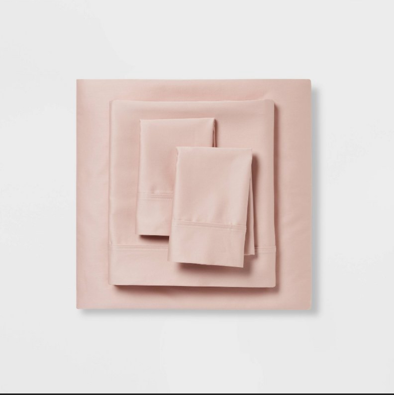 Twin/Twin XL Solid Performance 400 Thread Count Sheet Set Blush - Threshold™: Cotton Sateen, Wrinkle-Resistant, OEKO-TEX Certified