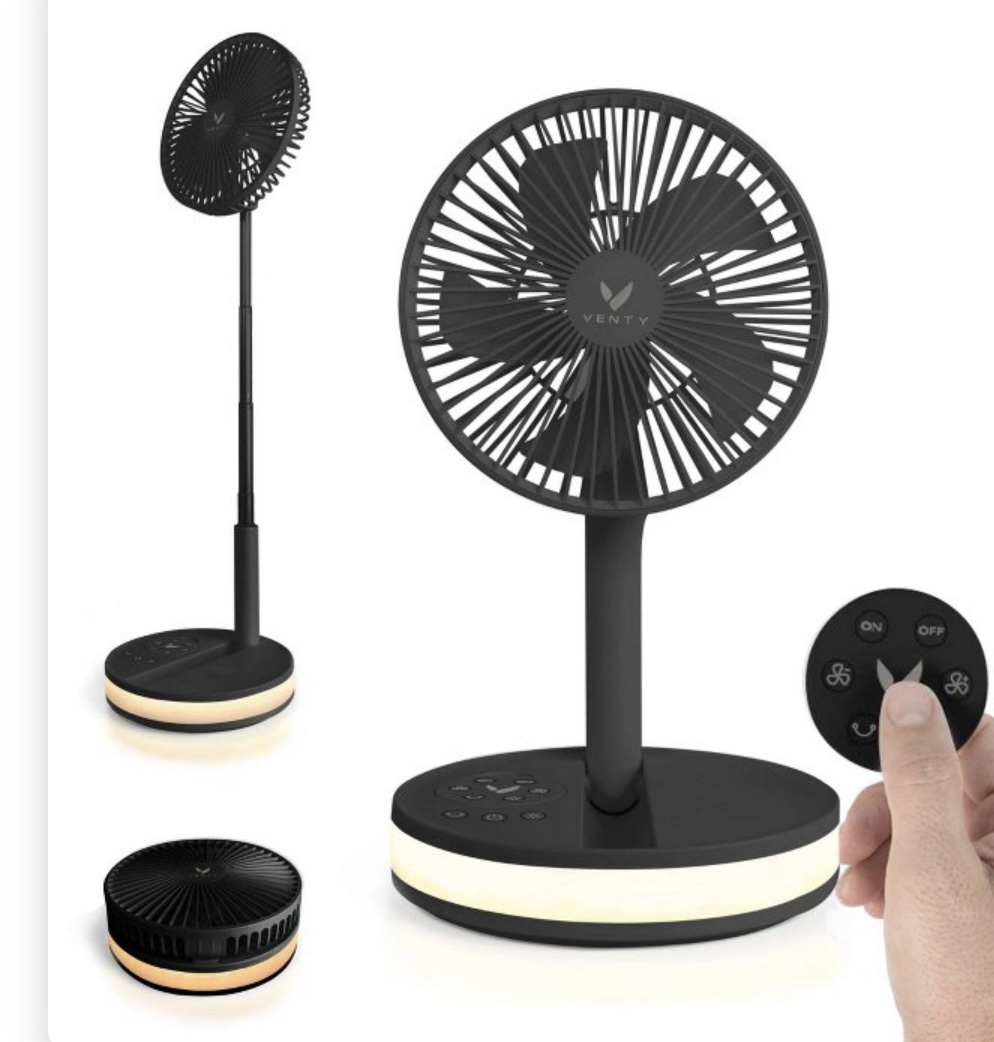 VENTY Portable Oscillating Fan: Rechargeable USB & Battery Powered, Adjustable Height & Tilt, Indoor/Outdoor Use, Remote Control