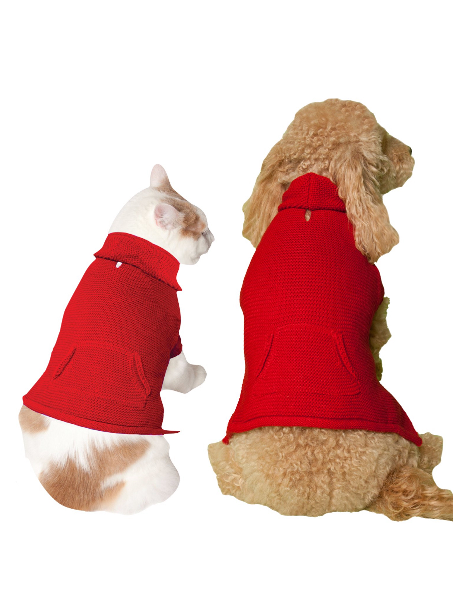 Vibrant Life Holiday Red Hoodie W Pkt Dog Sweater and Cat Sweater