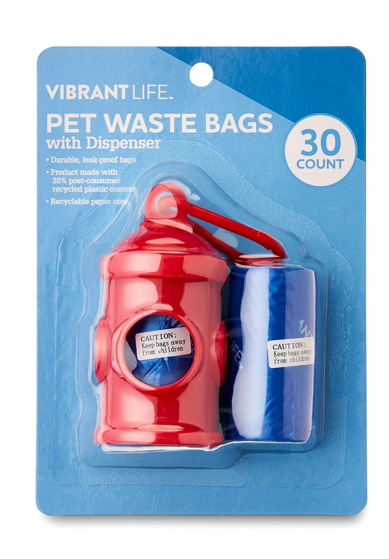 Vibrant Life Pet Waste Bags with Dispenser, 30 Count