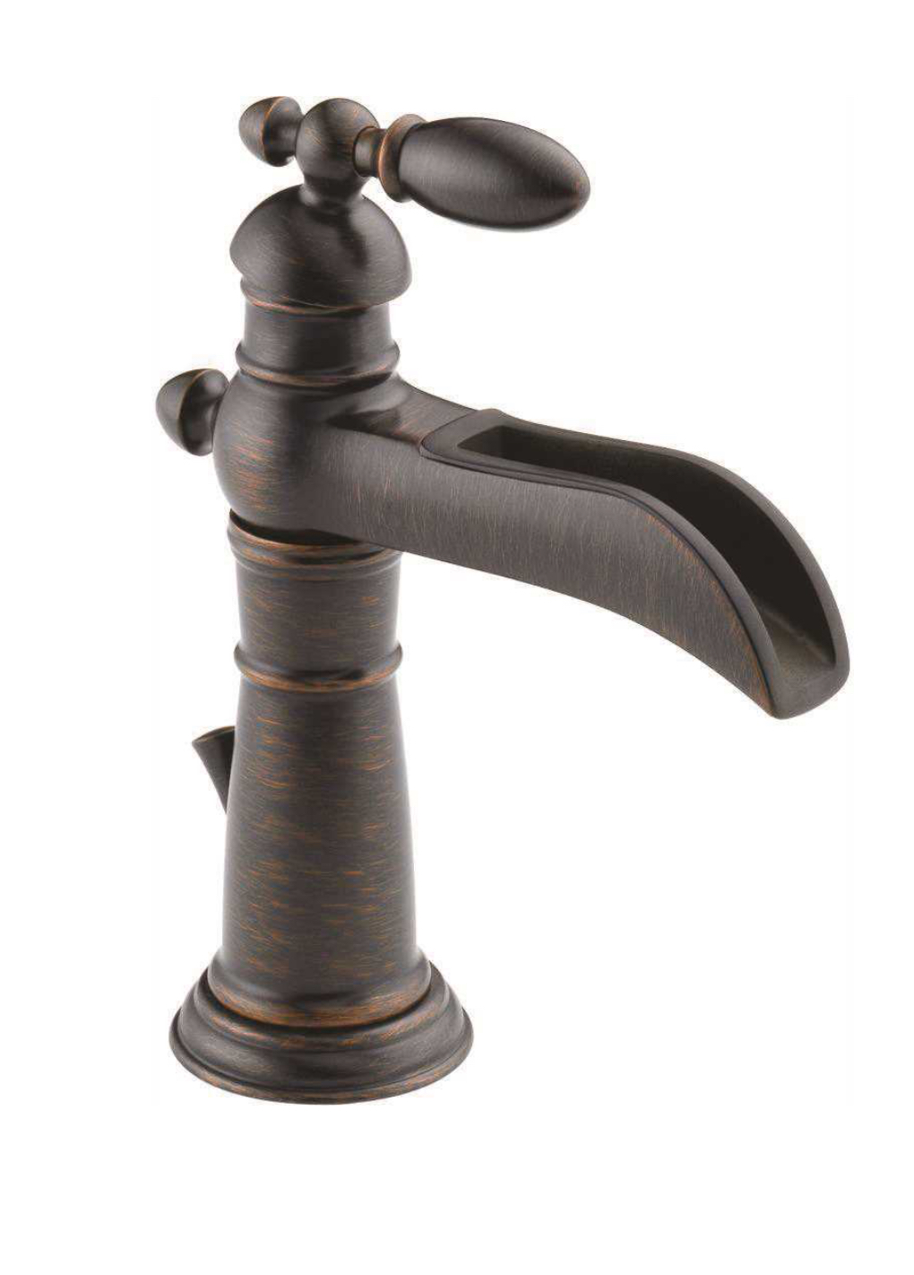 Victorian Single Hole Single-Handle Open Channel Spout Bathroom Faucet with Metal Drain Assembly in Venetian Bronze