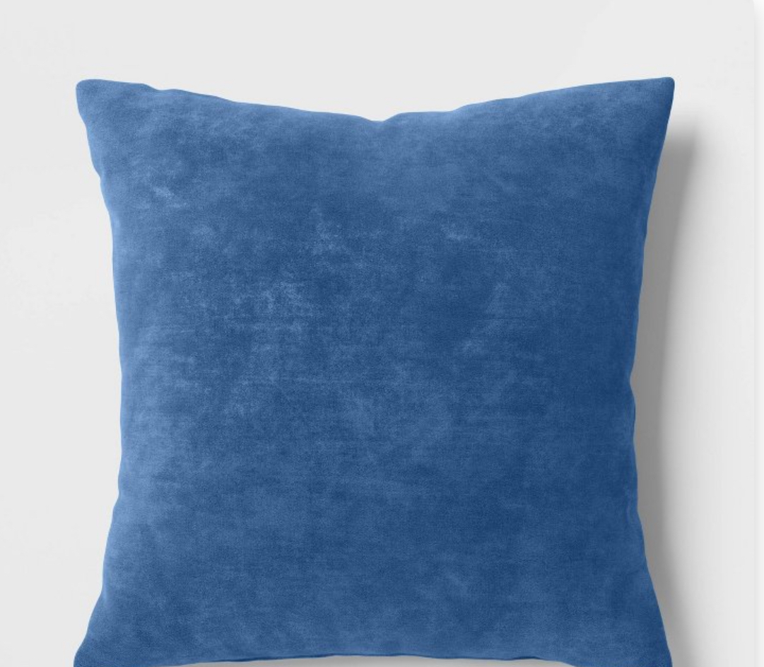 Washed Cotton Velvet Square Throw Pillow Blue - Threshold