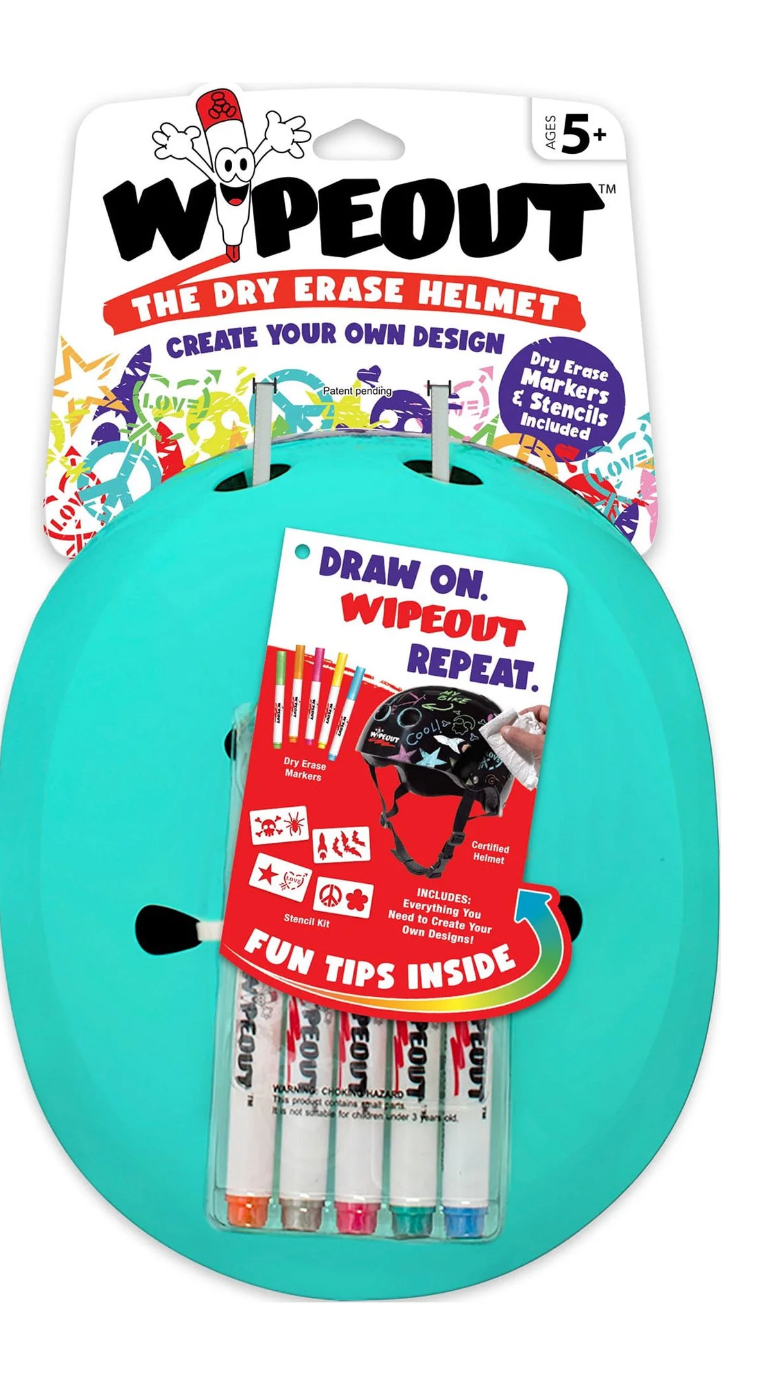 Wipeout Dry Erase Kids Helmet for Bike, Skate and Scooter